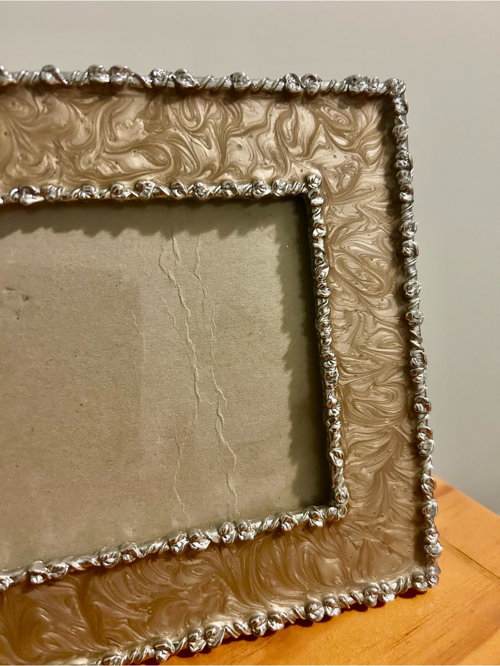 Picture Frame with Ornate Detailed Edging Trim and Cream enamel swirl - Picture 2 of 3